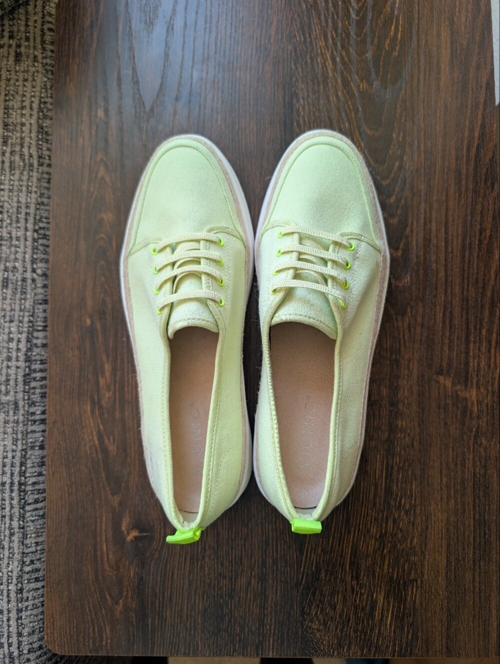 Vionic Jovie Lime Green Canvas Espadrille Sneakers Shoes